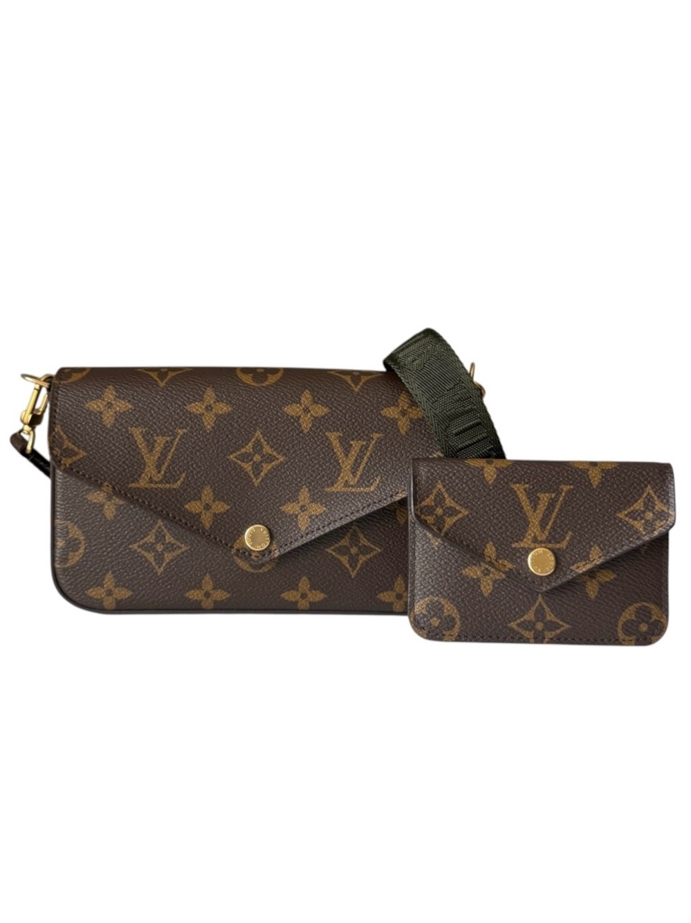 Louis Vuitton Félicie Strap & Go Monogram Kaki Olive M81013 Crossbody Full Set
